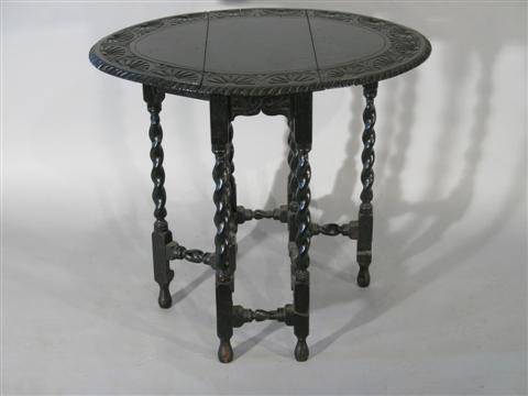 Appraisal: WILLIAM AND MARY STYLE BLACK DROP LEAF TABLE h w