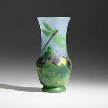 Appraisal: Daum EXCEPTIONAL DRAGONFLY VASE France c acid-etched and wheel-carved cameo