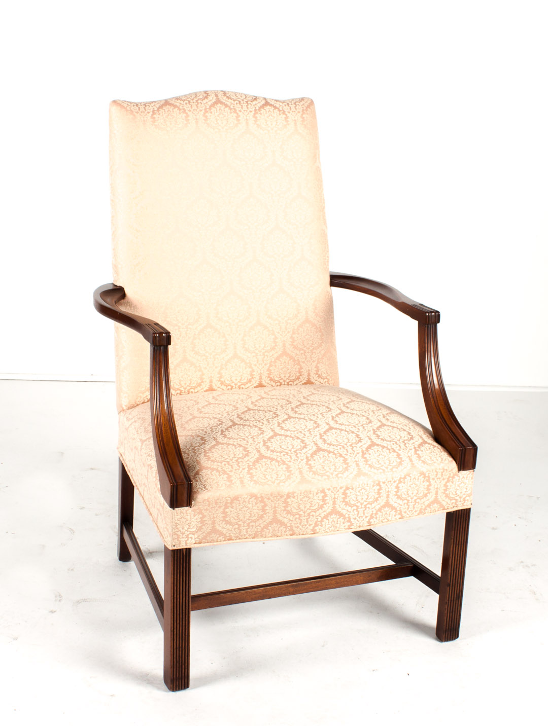 Appraisal: Chippendale style mahogany lolling chair th century upholstered seat and