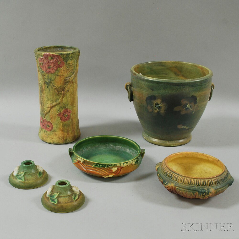 Appraisal: Six Pieces of Mostly Roseville and Weller Art Pottery including