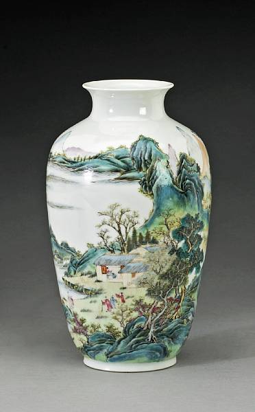 Appraisal: A famille rose enameled porcelain vase Qianlong Mark Republic Period