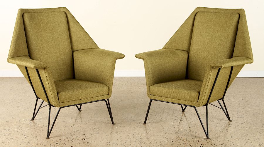 Appraisal: RARE PAIR ITALIAN GEOMETRIC ARM CHAIRS C A rare pair