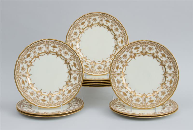 Appraisal: SET OF TWELVE ROYAL DOULTON GOLD-HIGHLIGHTED CHINA TWELVE-SIDED SERVICE PLATES