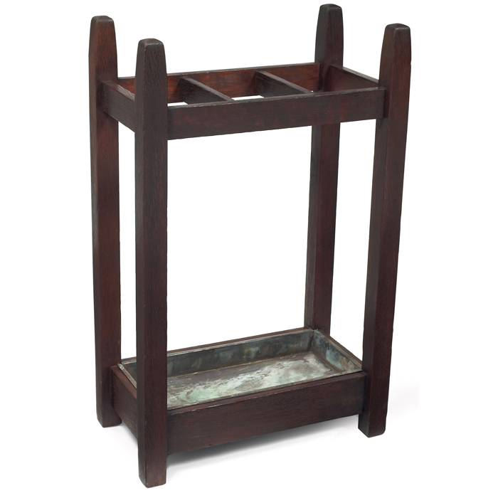 Appraisal: Gustav Stickley umbrella stand tapered posts with three-sections at top