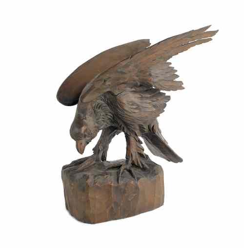 Appraisal: Carved figure of an eagle ca h