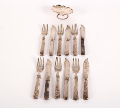 Appraisal: Six pairs of Chinese export silver fish knives and forks