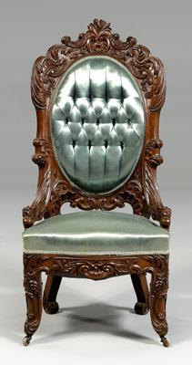 Appraisal: Rococo revival carved walnut chair walnut and other mixed woods