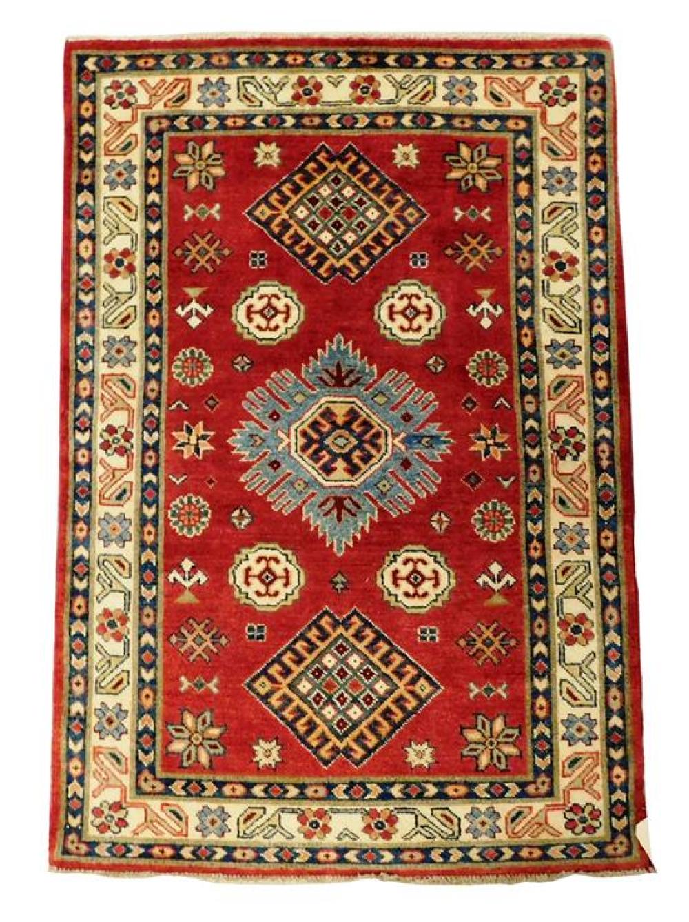 Appraisal: RUG Uzbek Kazak ' x ' hand-knotted wool on cotton