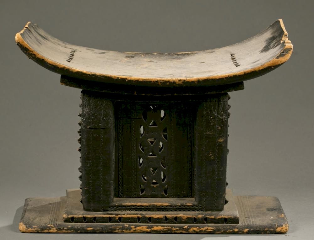 Appraisal: Asante stool th century A black painted rectangular shaped stool