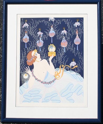 Appraisal: ERTE ''STOLEN KISSES'' SERIGRAPH Sight size '' x '' pencil