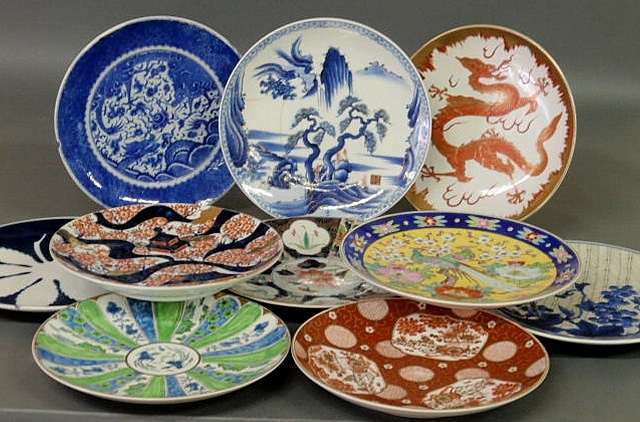 Appraisal: Ten assorted colorful Japanese chargers each approx dia