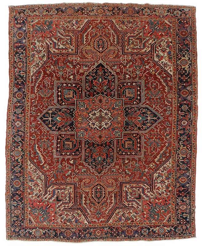 Appraisal: Heriz Carpet early mid- th century well-executed designs on red