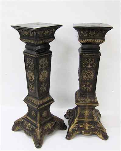 Appraisal: PAIR OF PATINATED BRONZE PEDESTALS each of square columnar form