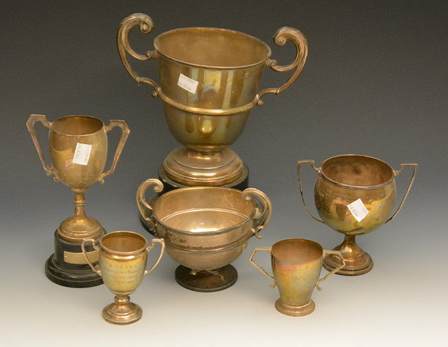 Appraisal: A collection of various silver trophiesin various shapes and styles