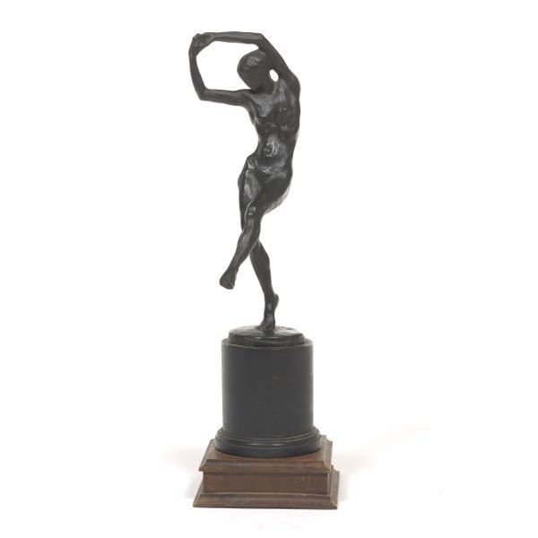 Appraisal: GRAND TOUR BRONZE OF A DANCING NUDE Patinated bronze sculpture