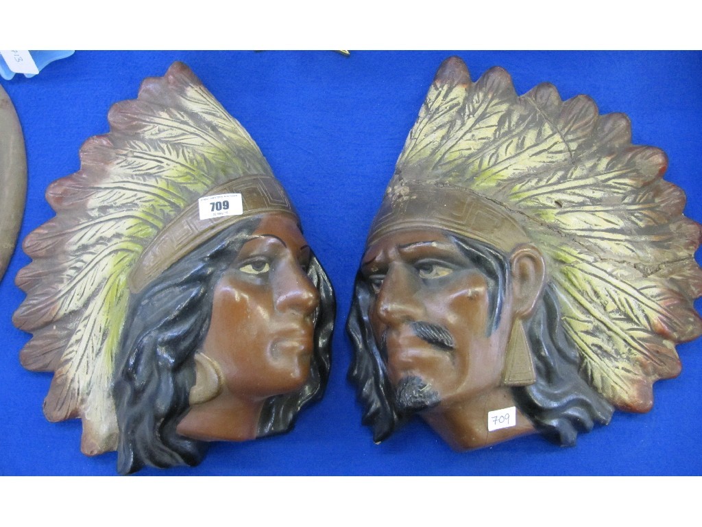 Appraisal: Pair of wall plaques - Indian chief and white dove