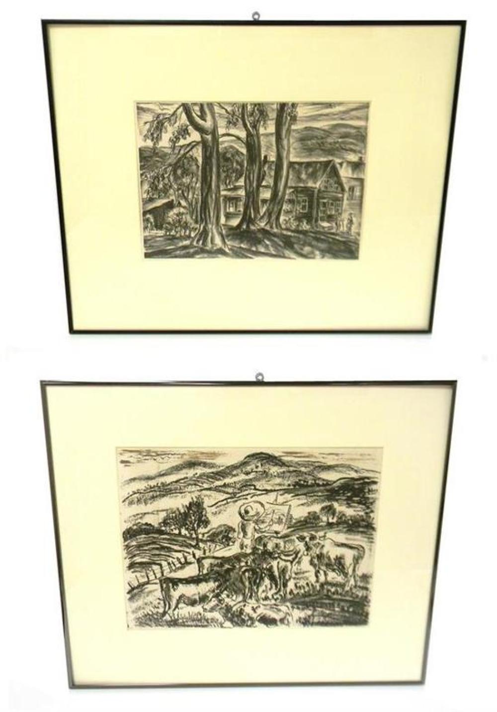 Appraisal: Marion Huse American - two framed prints on paper Painting