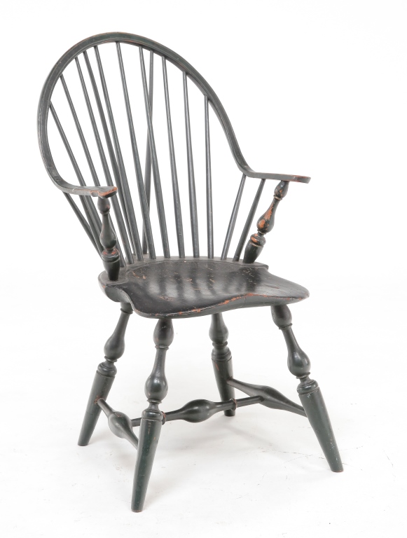 Appraisal: AMERICAN SIGNED ISAAC KITCHELL WINDSOR CHAIR Ca Mixed woods continuous