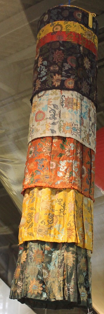 Appraisal: Three Chinese embroidered ceiling hangings th century with overlapping layers