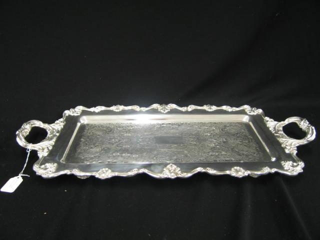 Appraisal: Blackington Silverplate Rectangular Tray handled footed ornate great size for