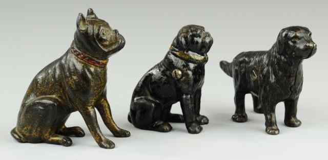 Appraisal: LOT OF DOG STILL BANKS Cast iron includes black painted