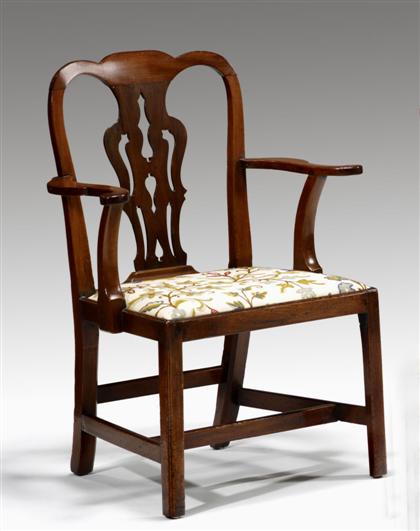 Appraisal: Chippendale mahogany armchair new england th century The serpentine crest