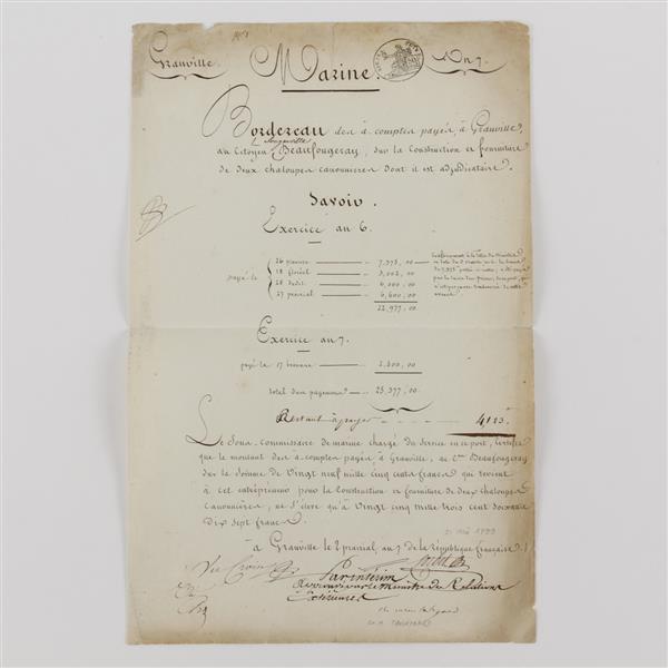 Appraisal: Charles-Maurice Talleyrand signed document French statesmans and diplomat during French