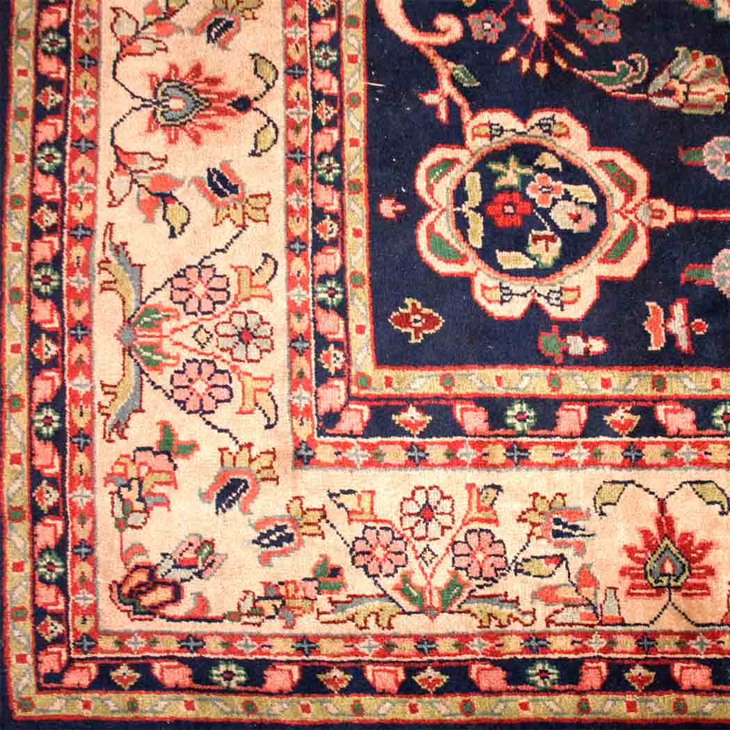 Appraisal: Indo-Sarouk Carpet India contemporary The midnight blue field filled with