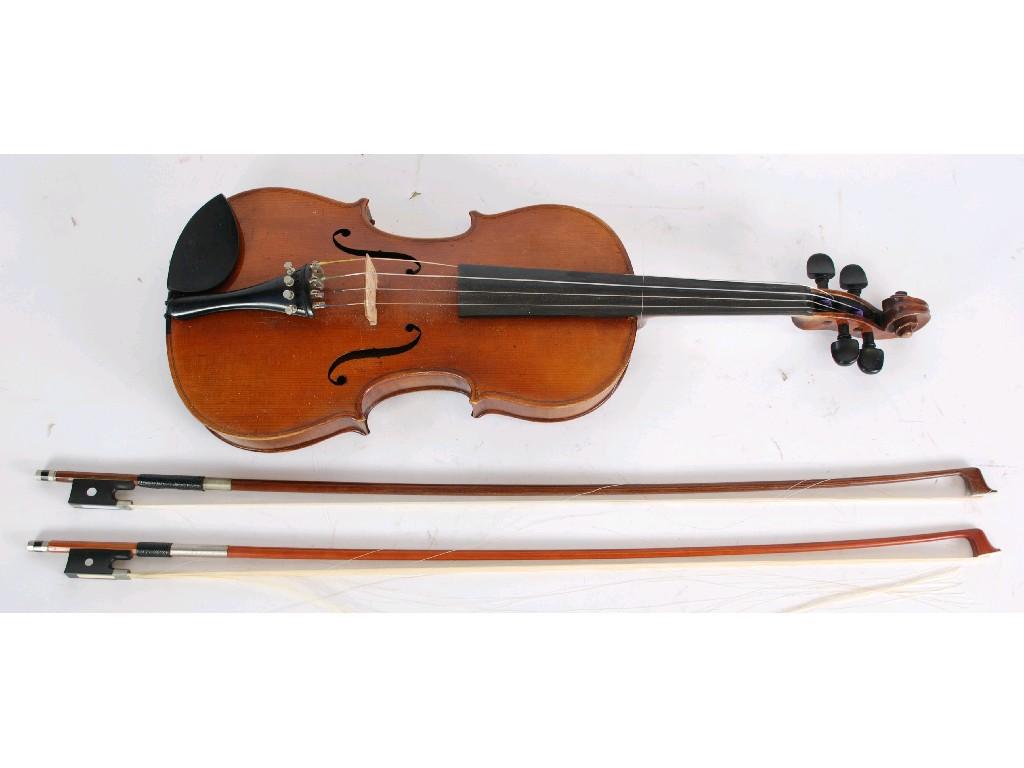 Appraisal: NINETEENTH CENTURY GERMAN VIOLIN of nut brown colour having two