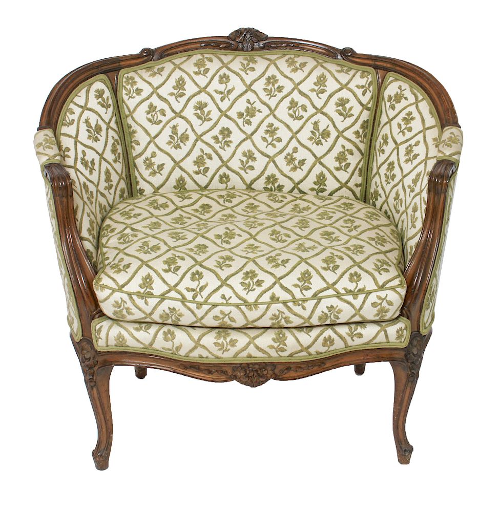 Appraisal: French Louis XV Style Oversize Bergere Armchair French Louis XV