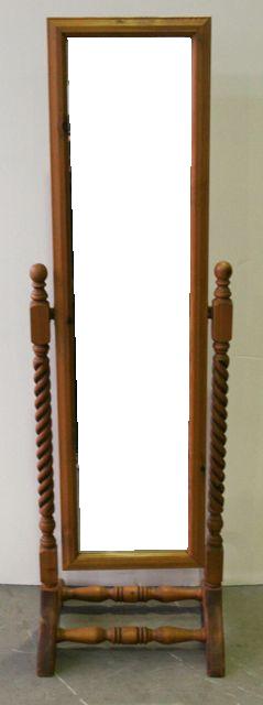 Appraisal: A pine cheval mirror with barley twist columns