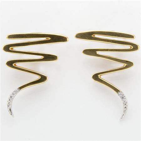 Appraisal: Pair of Gold and Diamond Scribble Earrings Paloma Picasso Tiffany