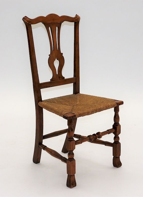 Appraisal: RARE C New England Spanish Foot Pilgrim Chair New England