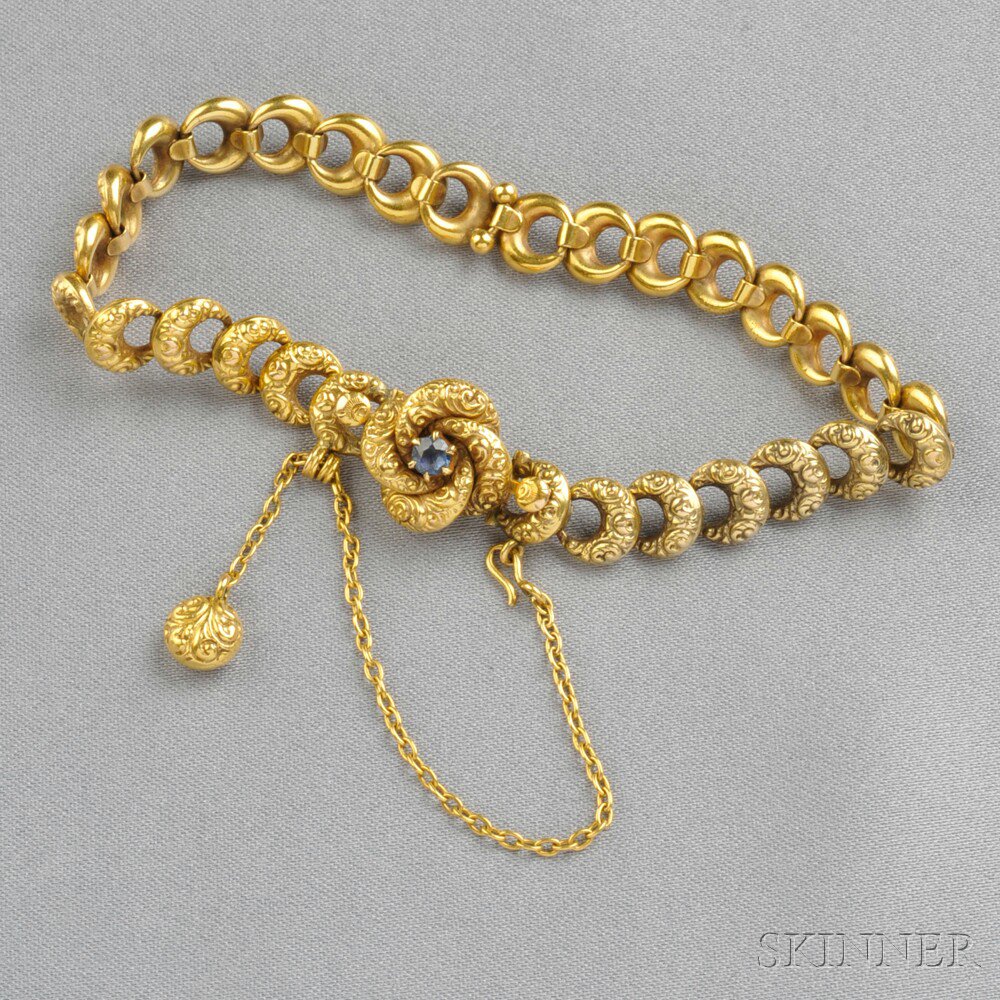 Appraisal: Antique kt Gold and Sapphire Bracelet Krementz Co the engraved