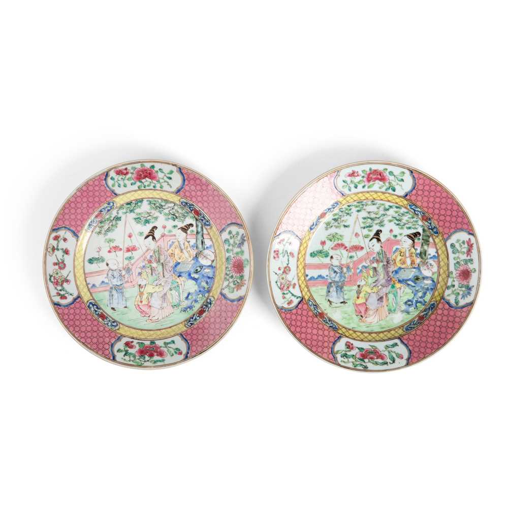 Appraisal: PAIR OF FAMILLE ROSE PLATES QING DYNASTY YONGZHENG TO EARLY