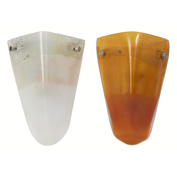 Appraisal: Oggetti glass sconces Italy pair one white and one amber