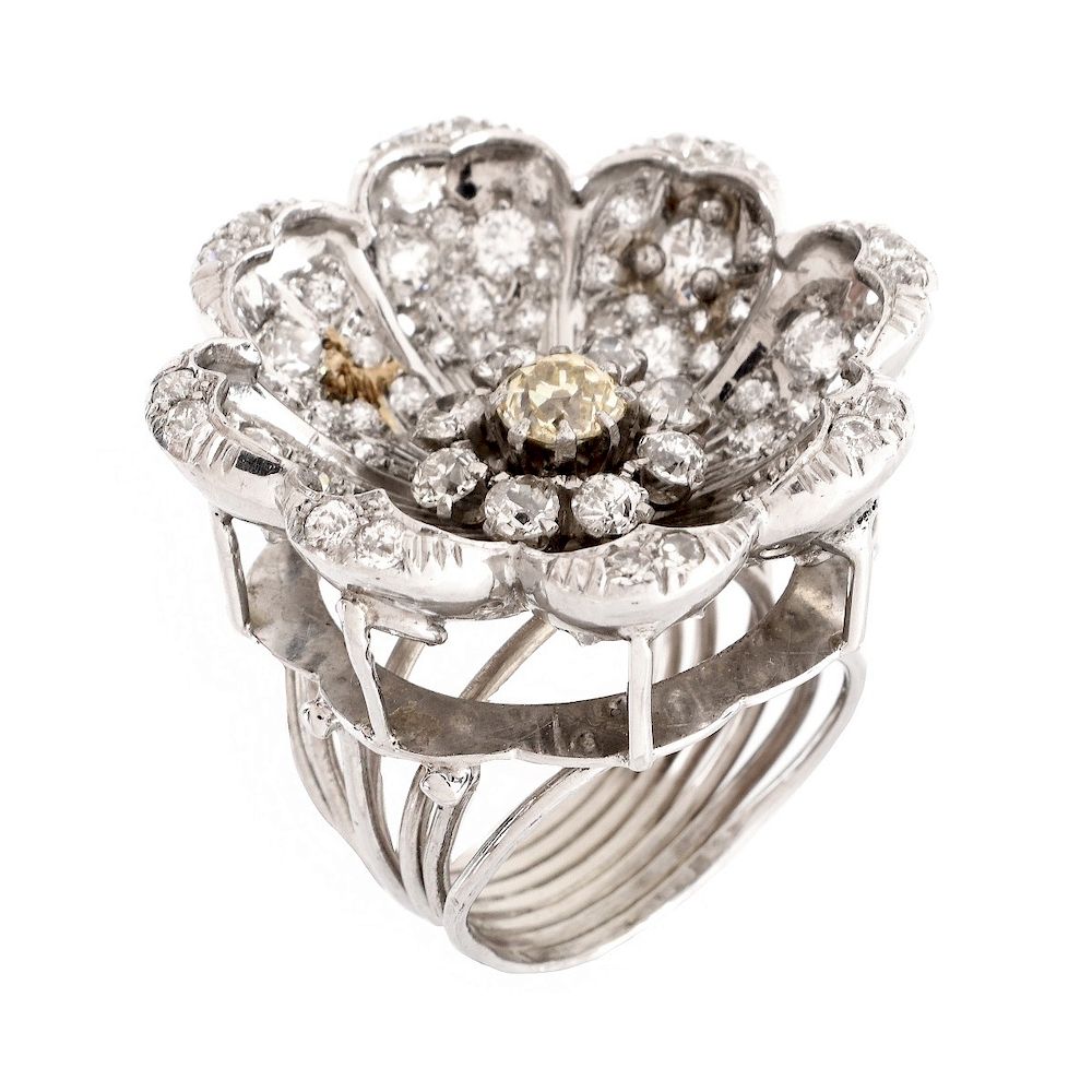 Appraisal: Diamond Platinum and K Gold Ring Old European Cut Diamond