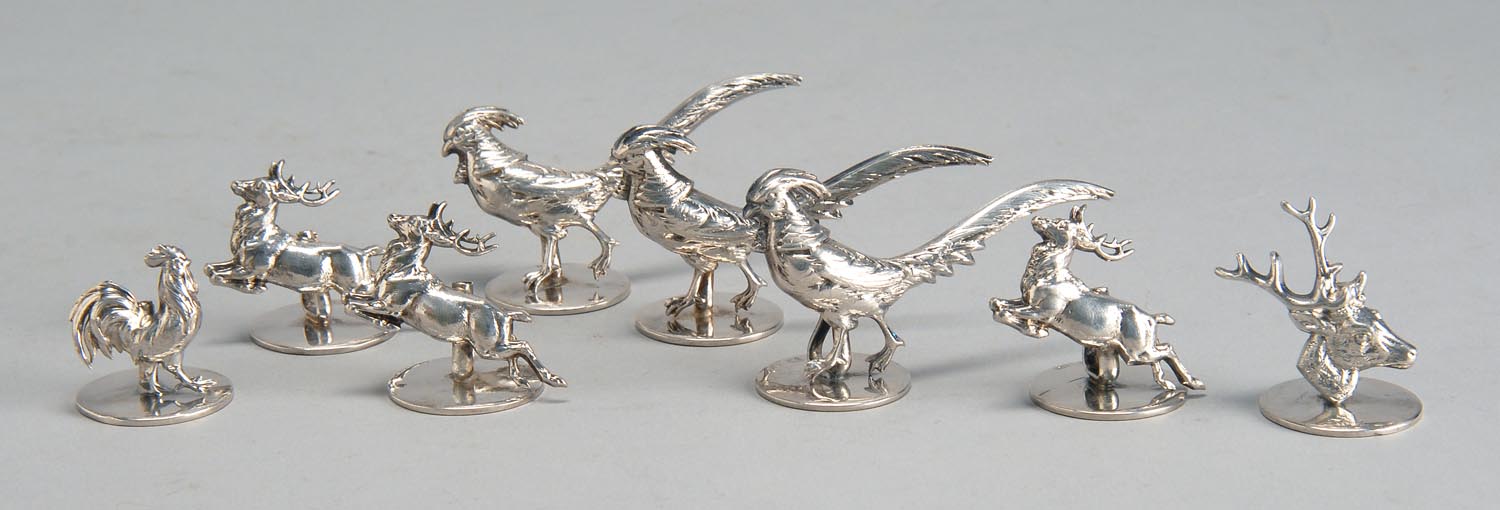 Appraisal: EIGHT CONTINENTAL SILVER PLACE CARD HOLDERS Late th Early th