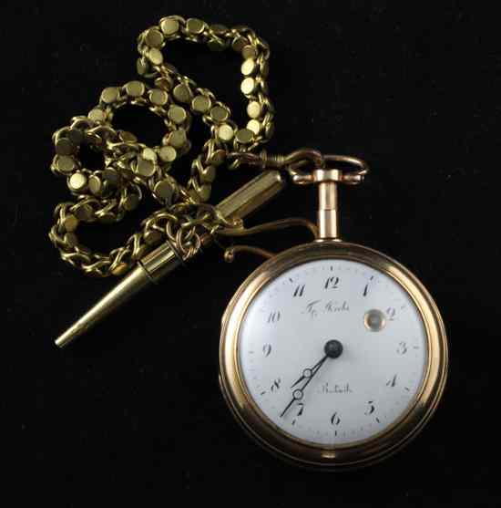 Appraisal: A th century Swiss quarter repeating keywind pocket watch by