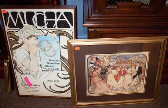 Appraisal: Two reproduction Mucha framed prints Estimate - No condition report