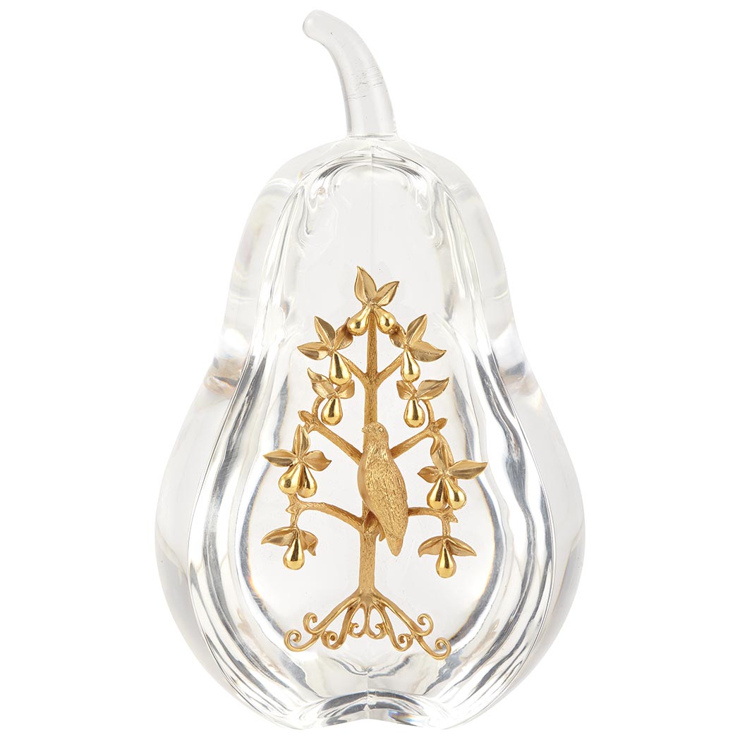 Appraisal: Steuben Glass Partridge in a Pear Tree Sculpture Designed by