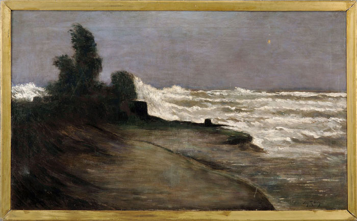 Appraisal: IRVING RAMSEY WILES AMERICAN - STORMY COASTAL SCENE Oil on