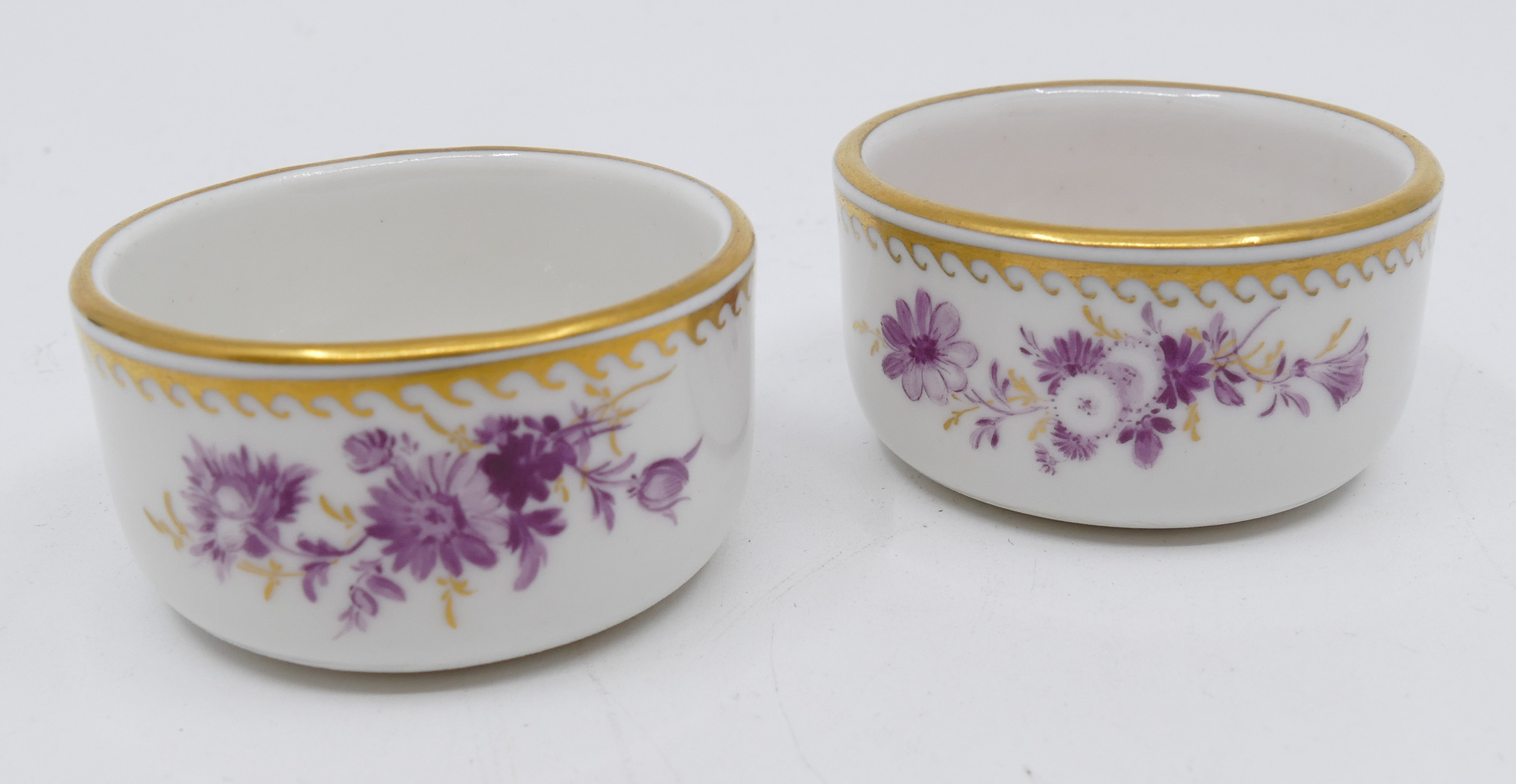 Appraisal: pc Meissen Pink Flower Porcelain Salt Cellars Gilt decoration and