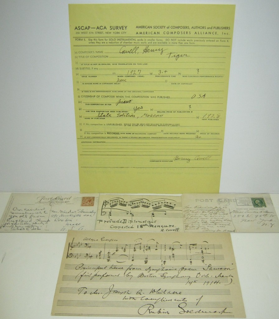 Appraisal: COMPOSERS--AMERICAN Group of items Signed or Signed and Inscribed Format