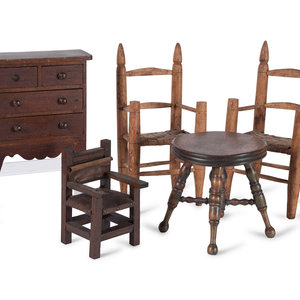 Appraisal: Five Pieces of Miniature Furniture American th th Century comprising