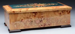 Appraisal: Sankyo Six Bell Music Box Contains a burled walnut case