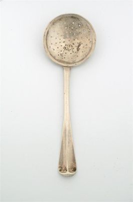 Appraisal: An interesting early George II Irish Hanoverian strainer ladle or