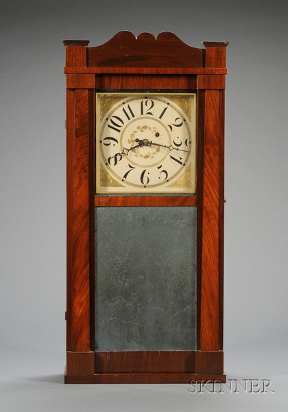 Appraisal: Mahogany Looking Glass Shelf Clock Attributed to David Dutton Mount