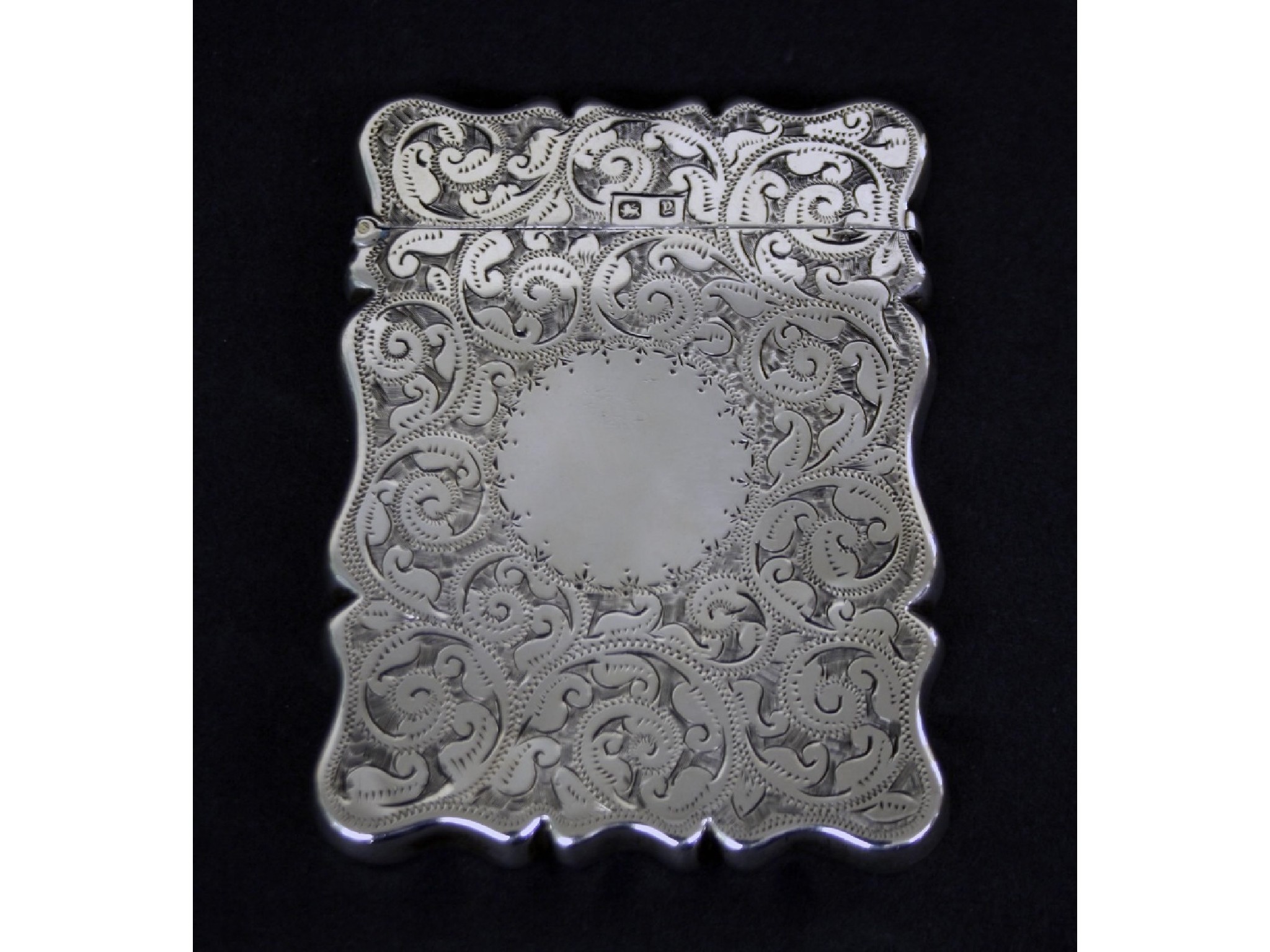 Appraisal: Late Victorian silver serpentine card case engraved with geometric scrolled