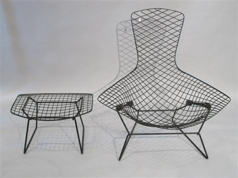 Appraisal: BERTOIA 'BIRD' CHAIR WITH OTTOMAN designed by Harry Bertoia for